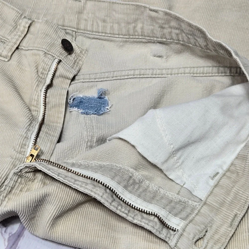 VTG 70s Levis‎ Corduroy Pants Men 33x30 Tan Cream Straight Leg Talon 42 Zipper
